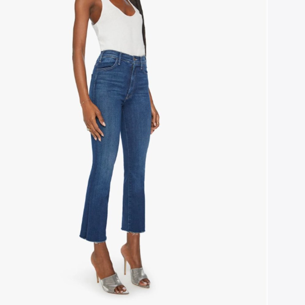 MOTHER Women's Dark Blue Cropped Flare Jeans